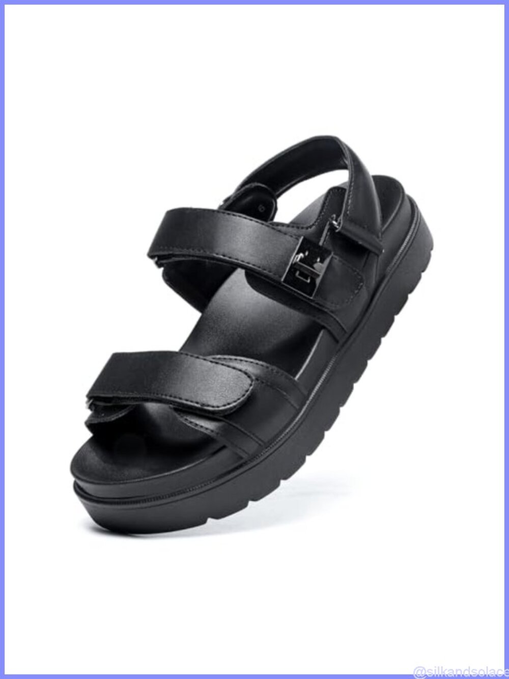 Platform Sandals Adjustable Double Strap Soft Footbed Arch Support